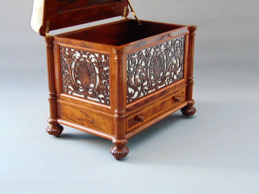 A  Walnut Music Canterbury Stool stamped Gillows  View IV