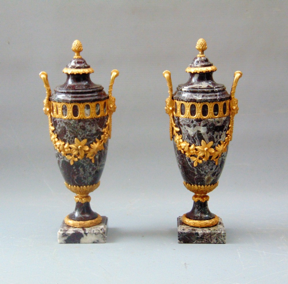 A quality Pair of antique Marble Cassolettes  Urns 