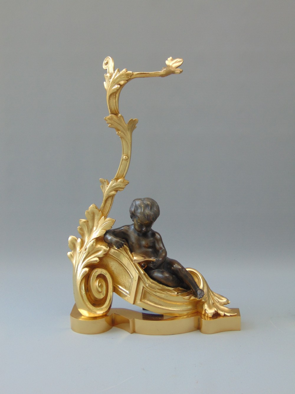 A fine Pair of Ormolu and Bronze fire side Chenet Andirons  View II