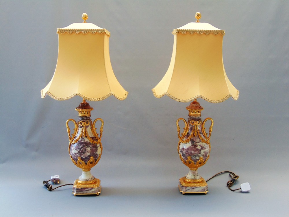 A stunning Pair of Marble Table Lamps 