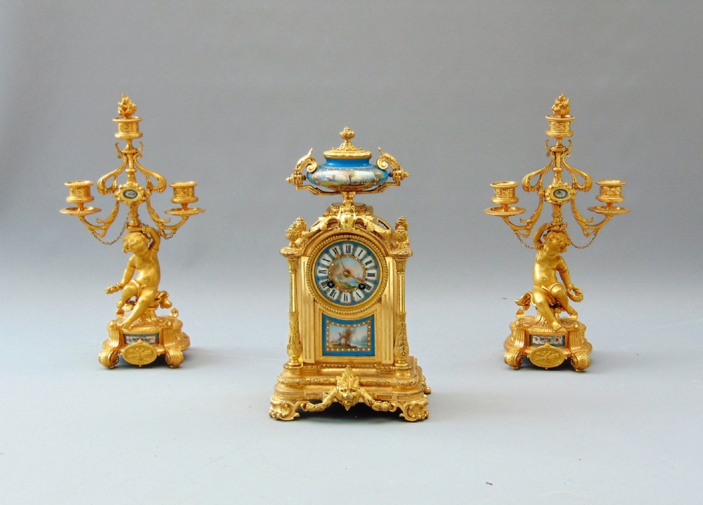 A fine ormolu clock set