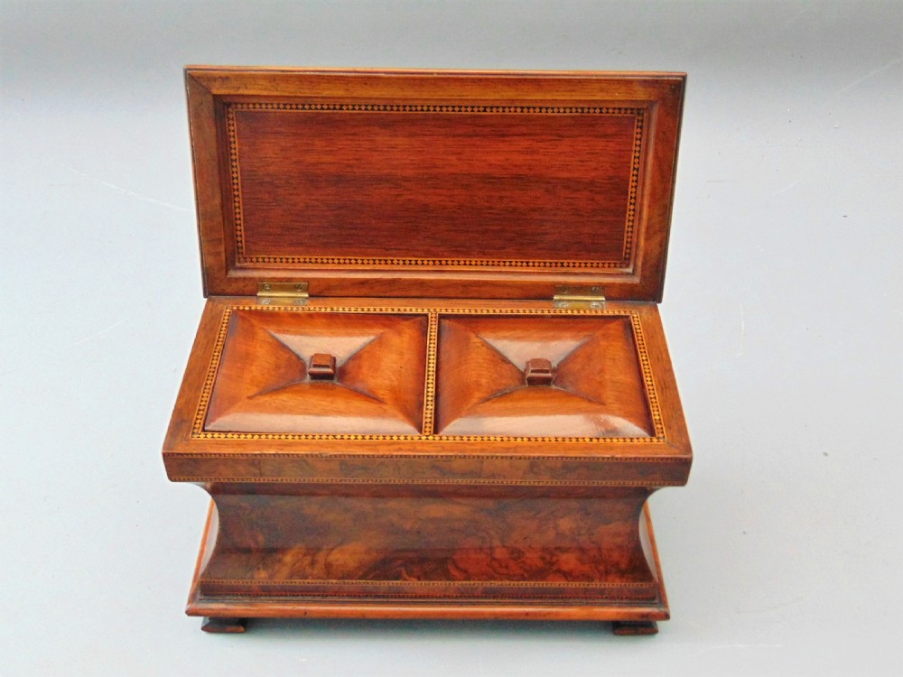 A fabulous walnut tea caddy box  View V