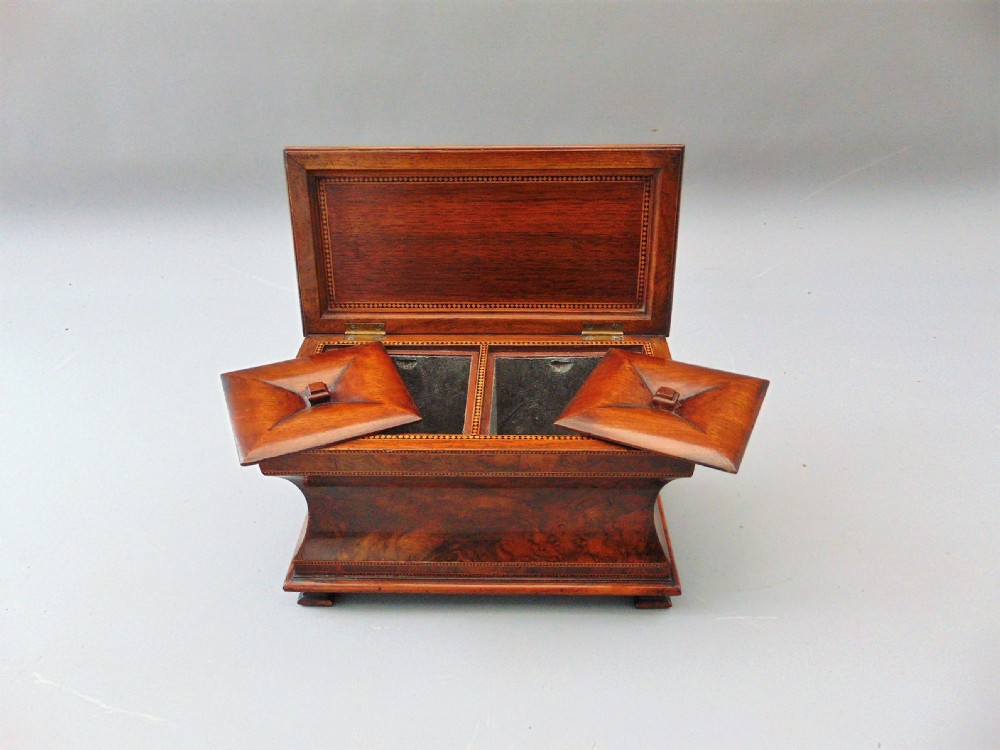 A fabulous walnut tea caddy box  View VI