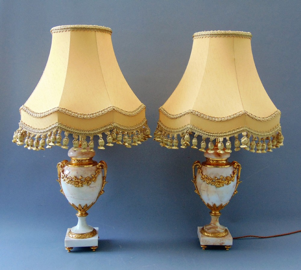 A fine Pair of antique Marble Table Lamps 