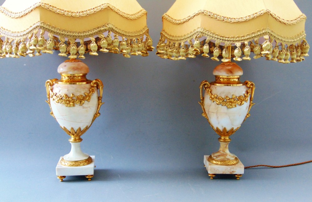 A fine Pair of antique Marble Table Lamps  View II
