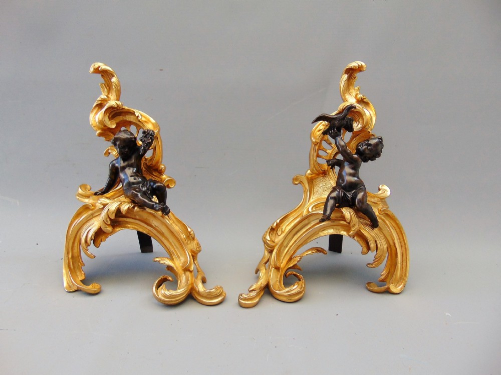 A fine Pair of Ormolu Chenets Andirons 