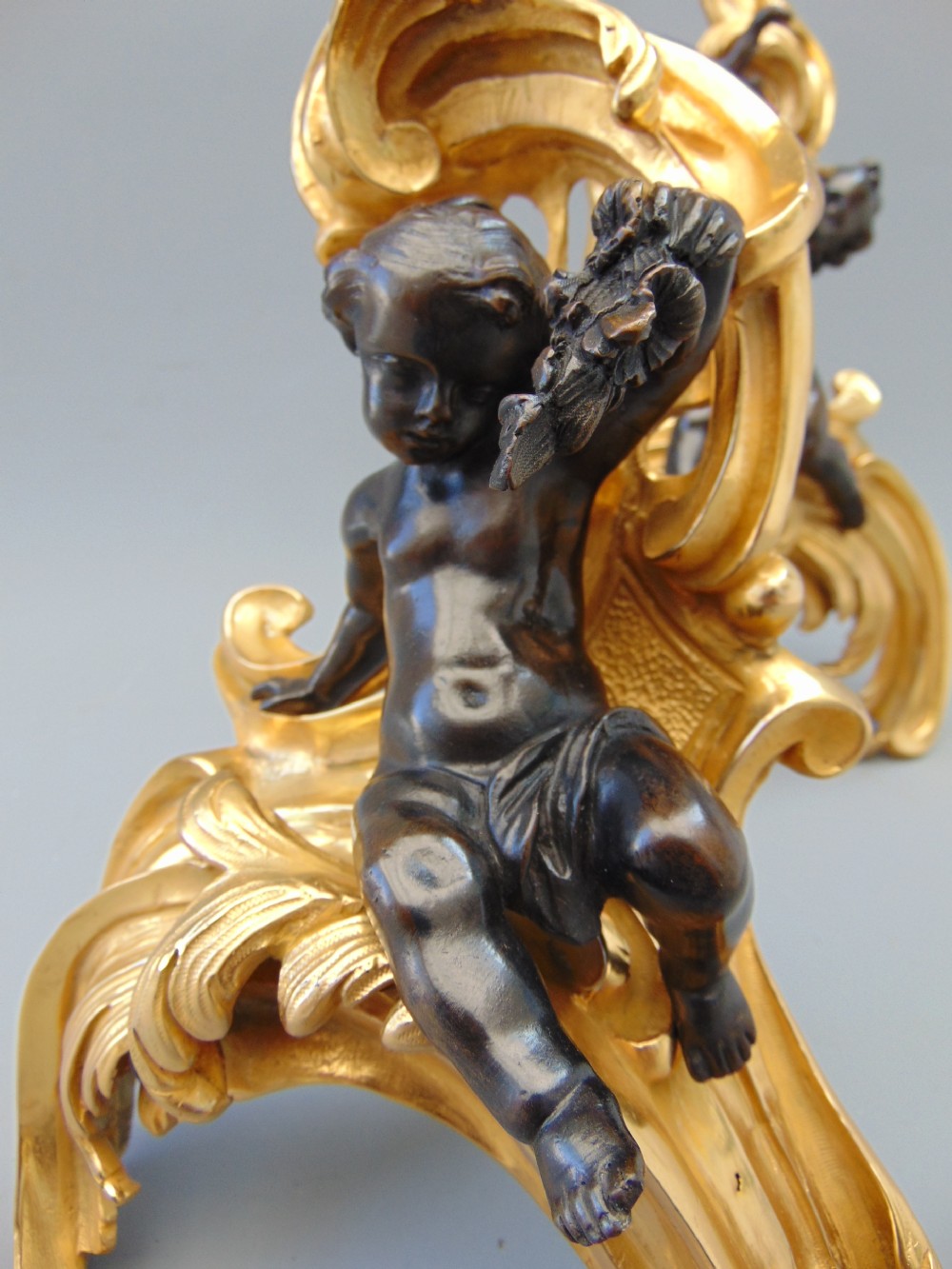 A fine Pair of Ormolu Chenets Andirons  View IV