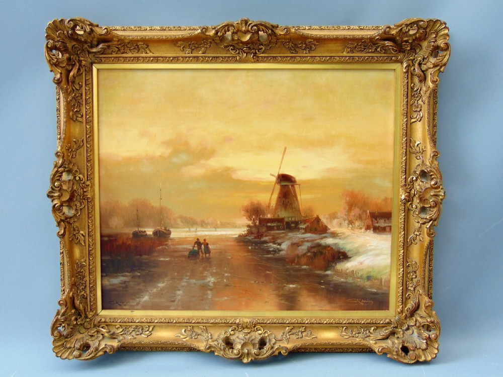 A Oil on Canvas Winter Scene 
