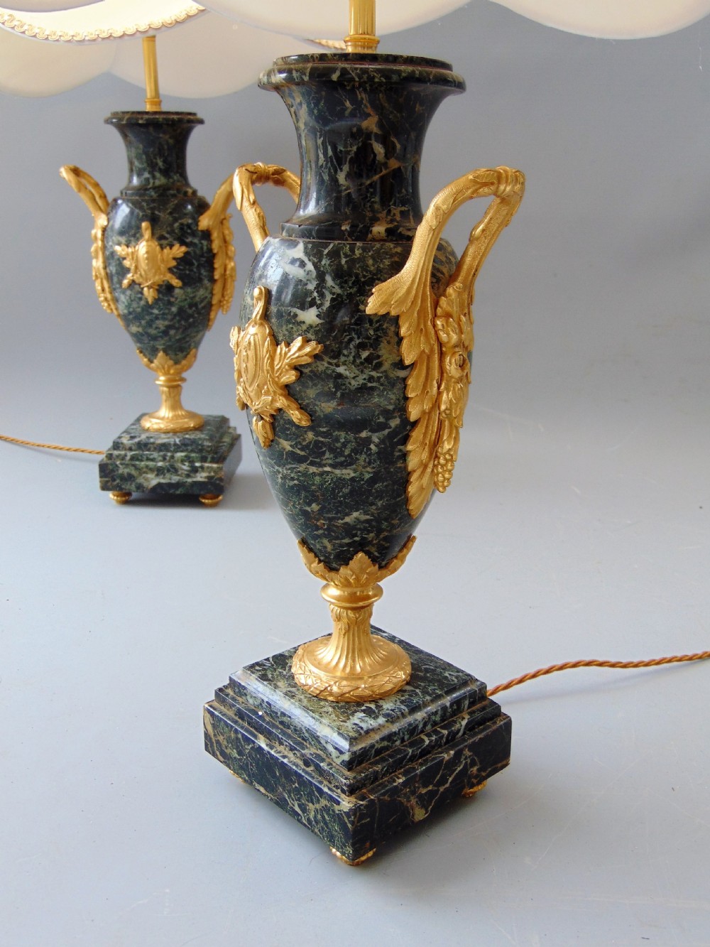 A superb Pair of Green Marble Table Lamps  View IV