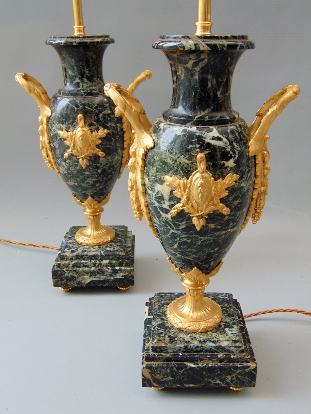 A superb Pair of Green Marble Table Lamps  View V