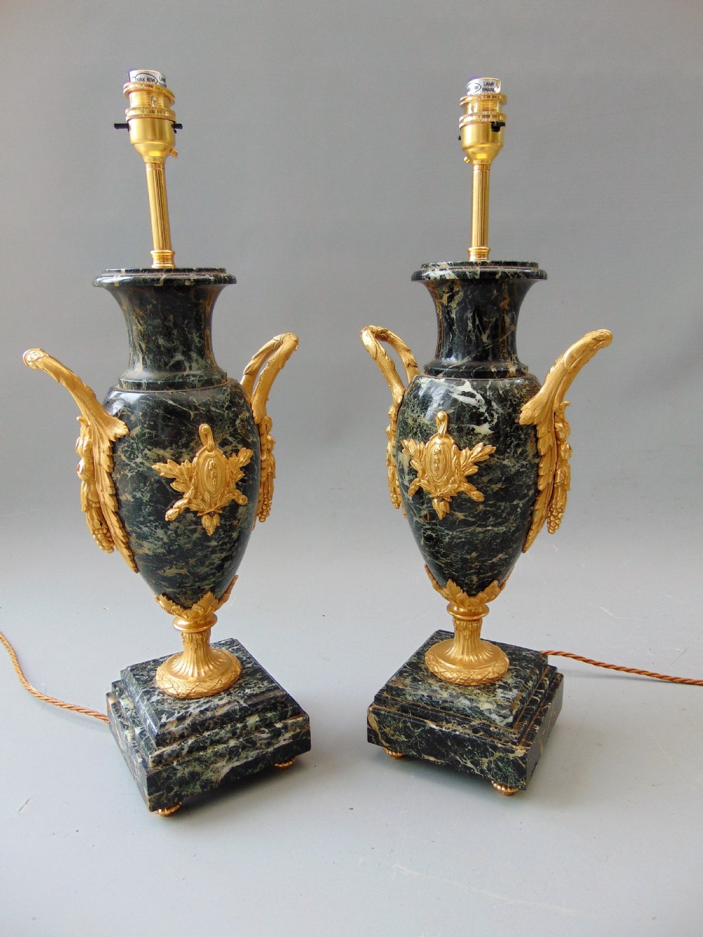 A superb Pair of Green Marble Table Lamps  View VII
