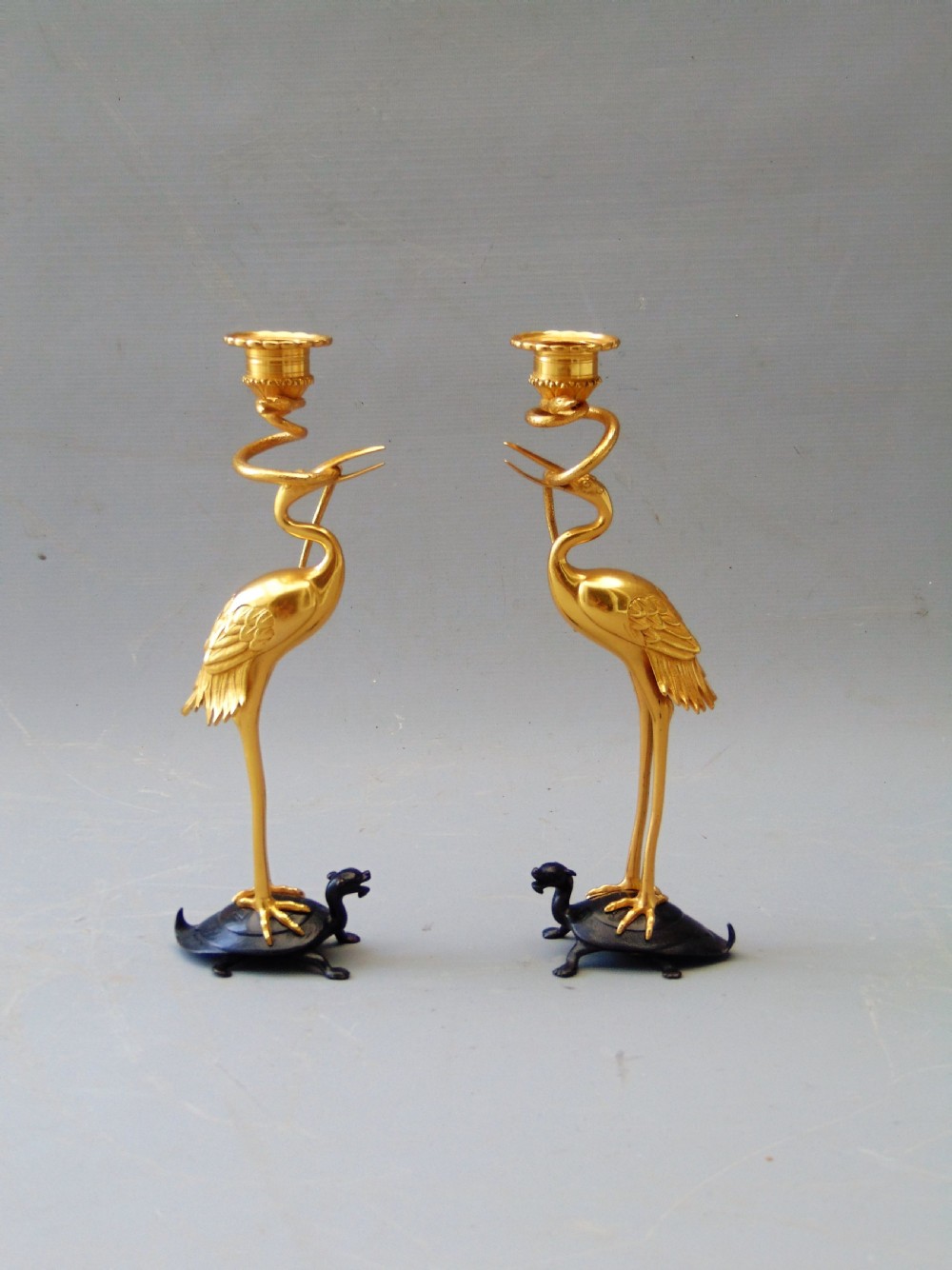 A fine Pair of Ormolu stork Candlesticks 