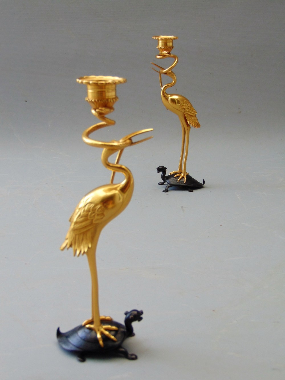 A fine Pair of Ormolu stork Candlesticks  View II