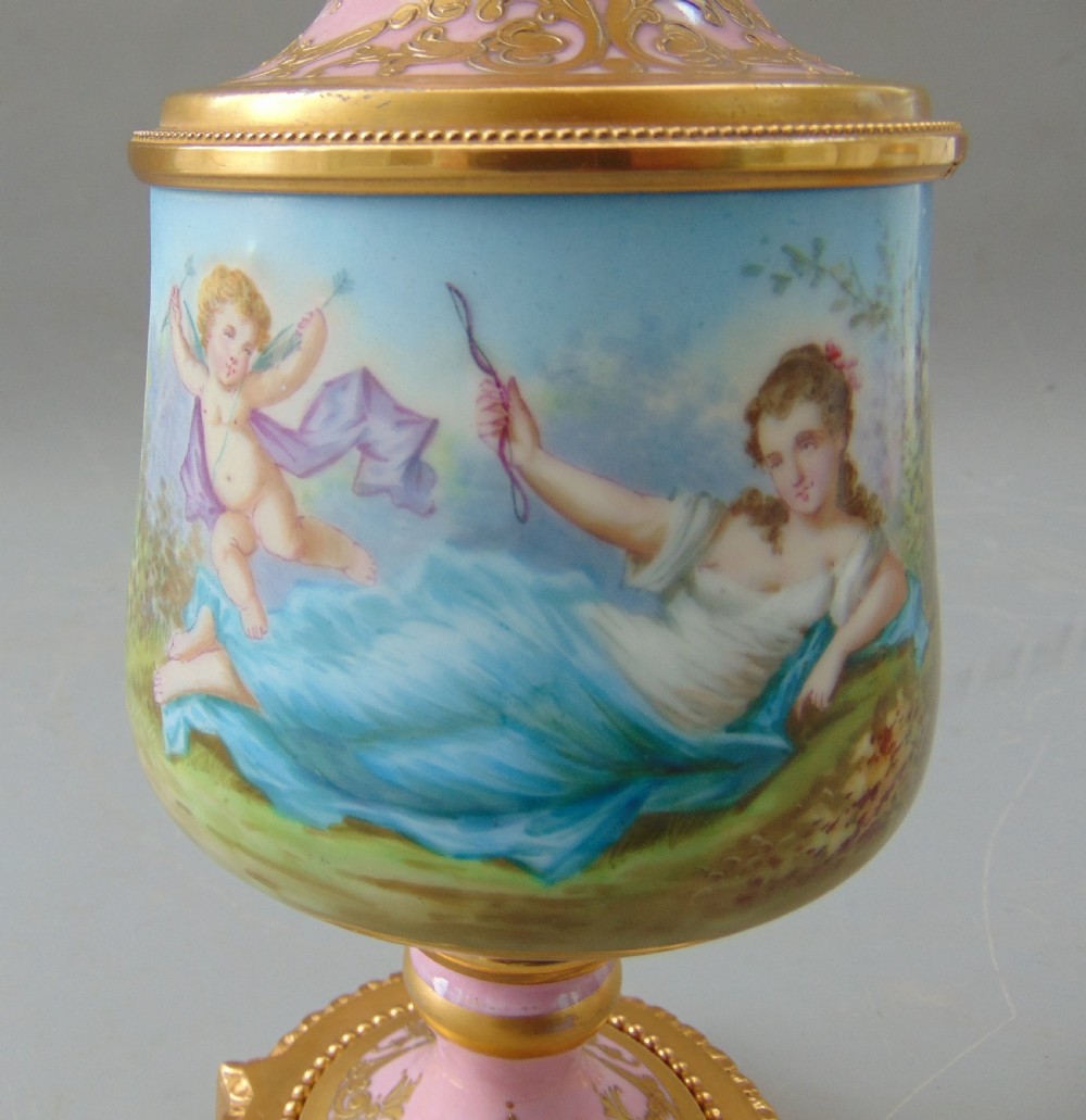 A superb pair of Sevres porcelain hand painted table lamps  View IV