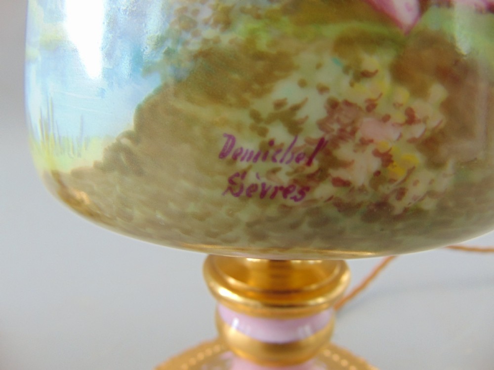 A superb pair of Sevres porcelain hand painted table lamps  View VI