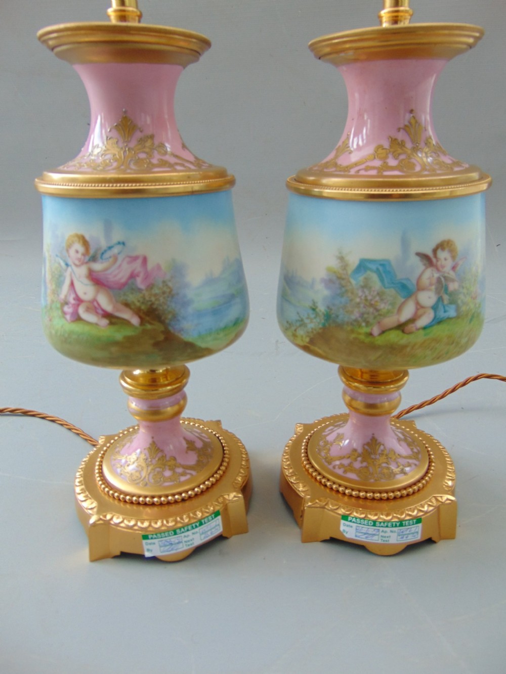 A superb pair of Sevres porcelain hand painted table lamps  View VIII