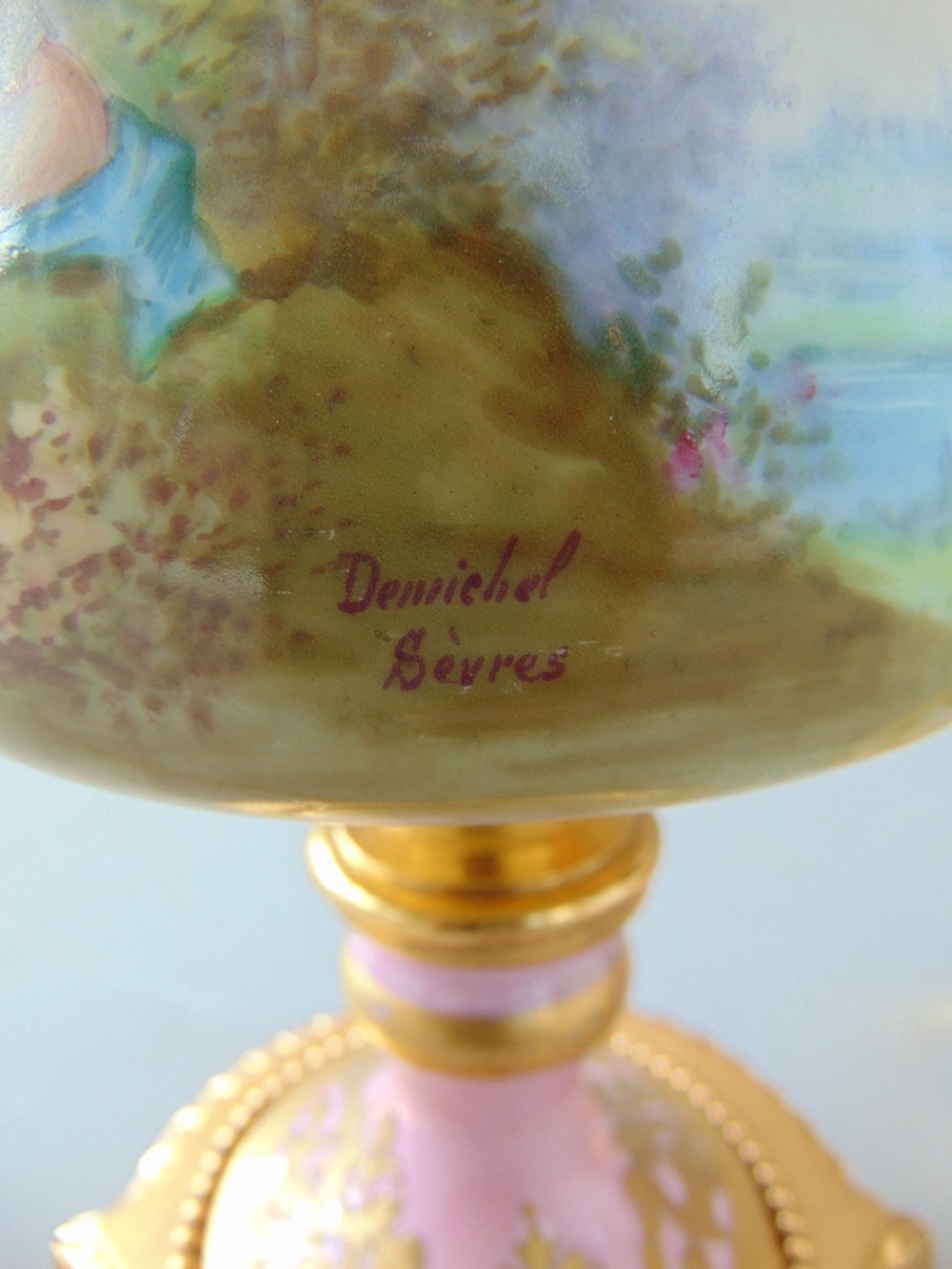 A superb pair of Sevres porcelain hand painted table lamps  View XI