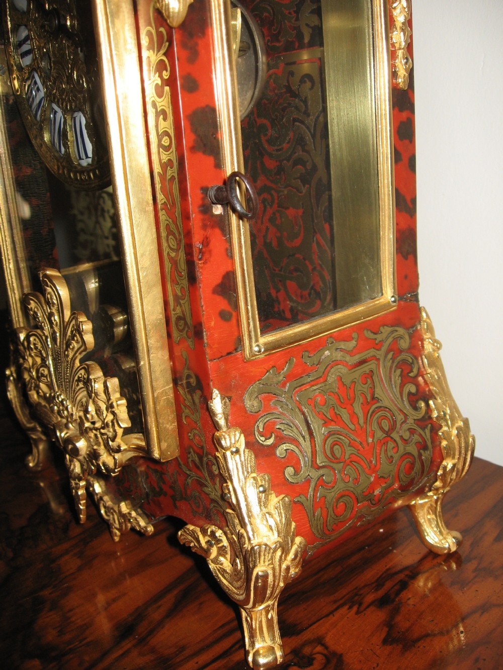 Antique red boulle mantle clock View IV