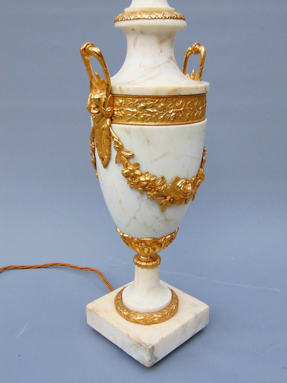 A superb pair of white marble table lamps  View IV