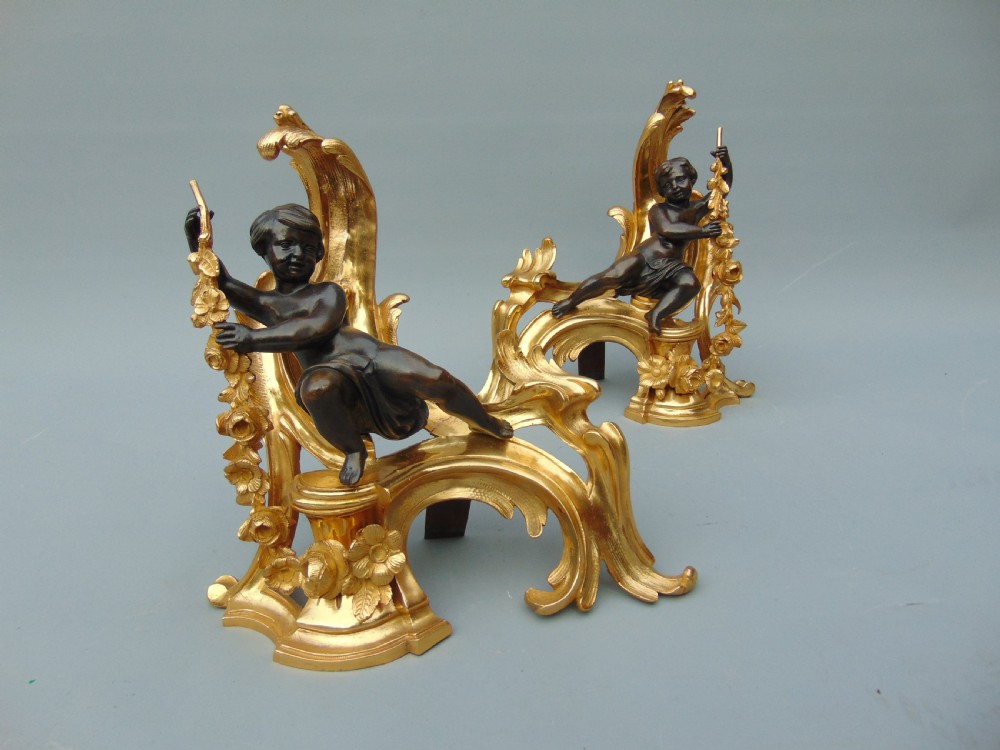 A good pair of chenet fire andirons  View II