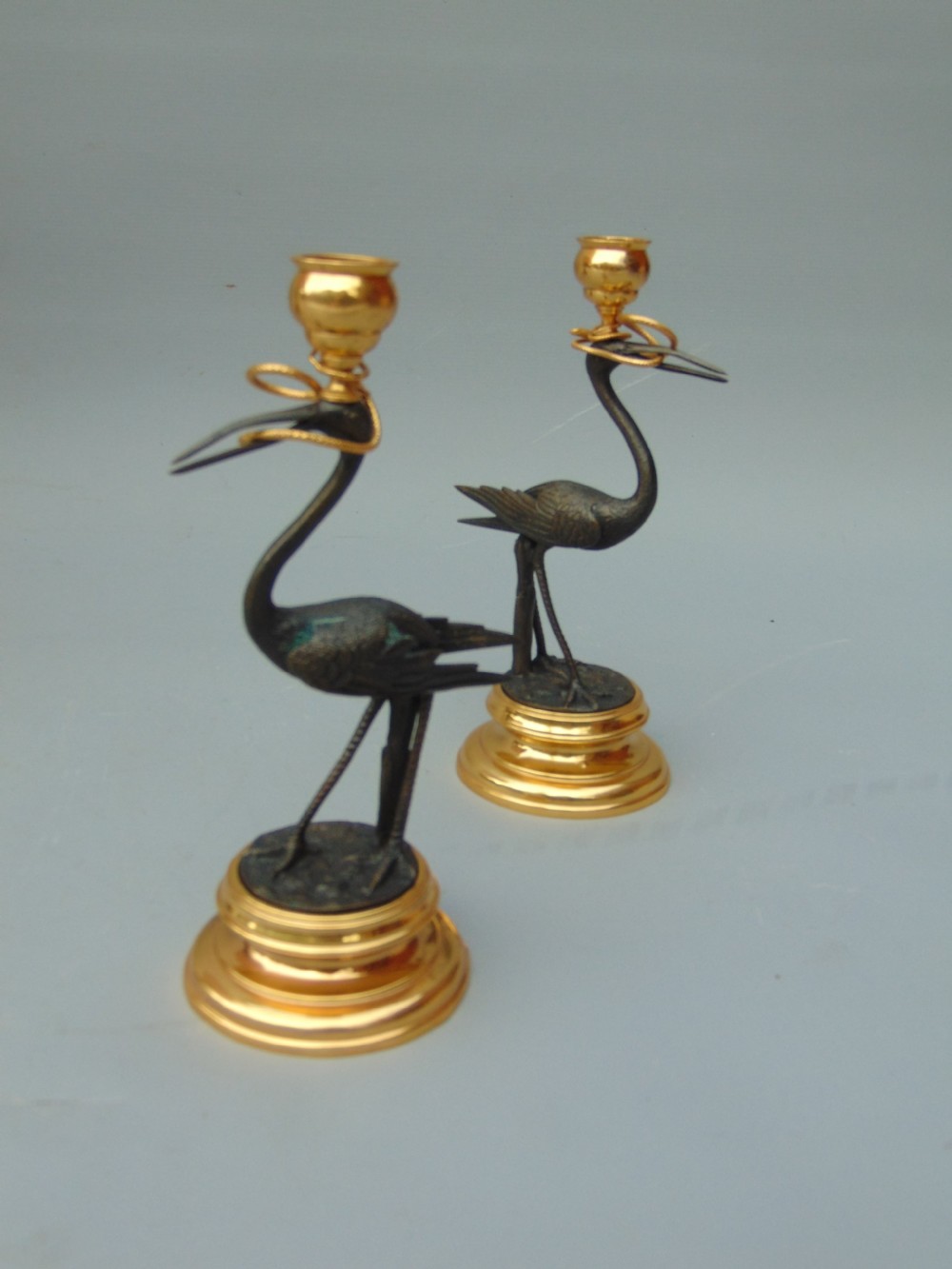 A pair of stork candlesticks  View II