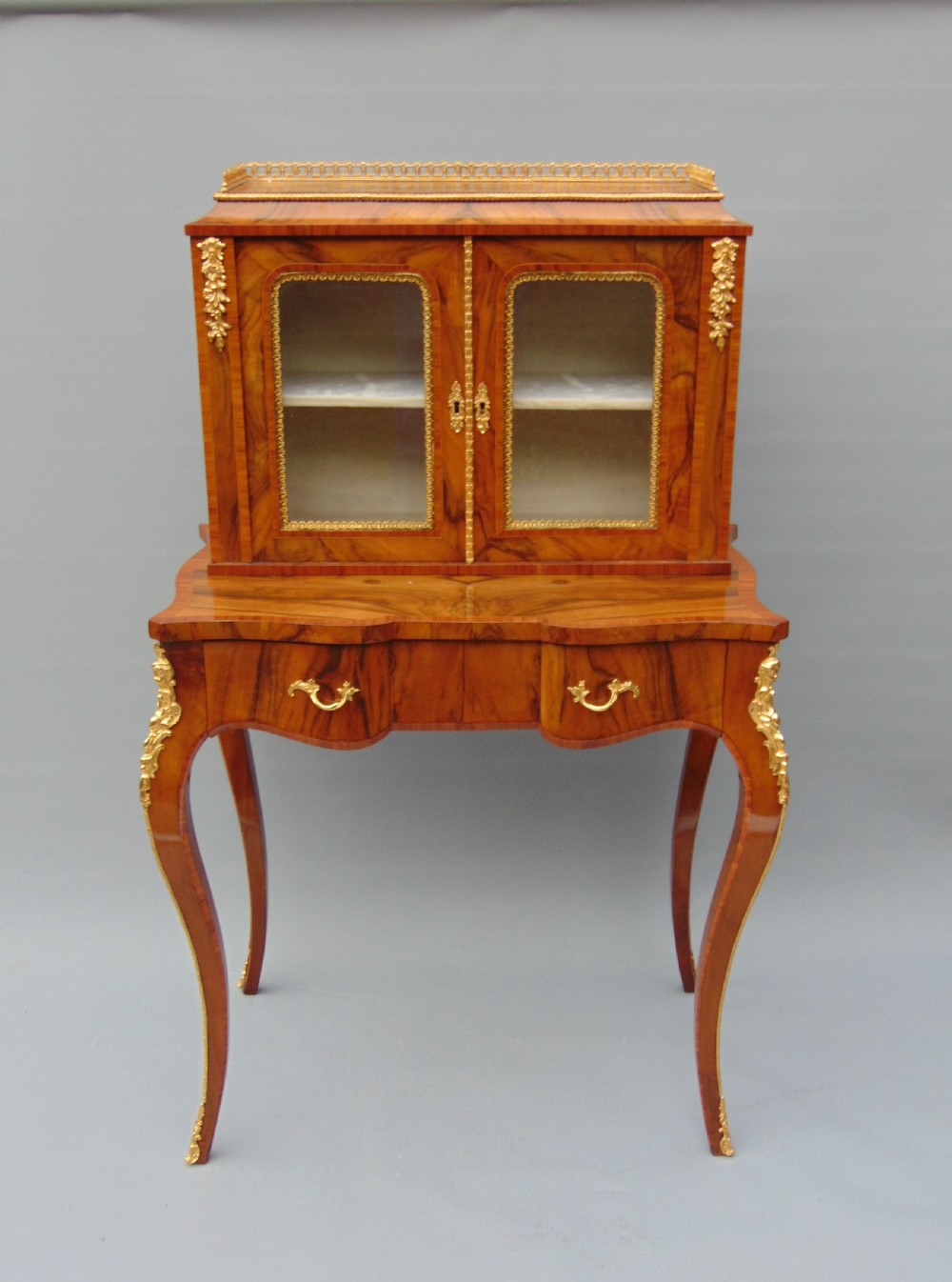 A walnut ladies desk Bijouterie cabinet