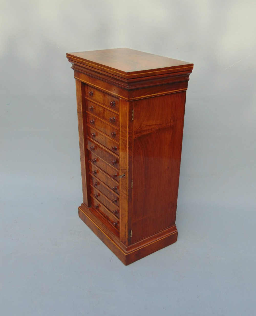 A rare miniature walnut wellington collectors chest  View IV
