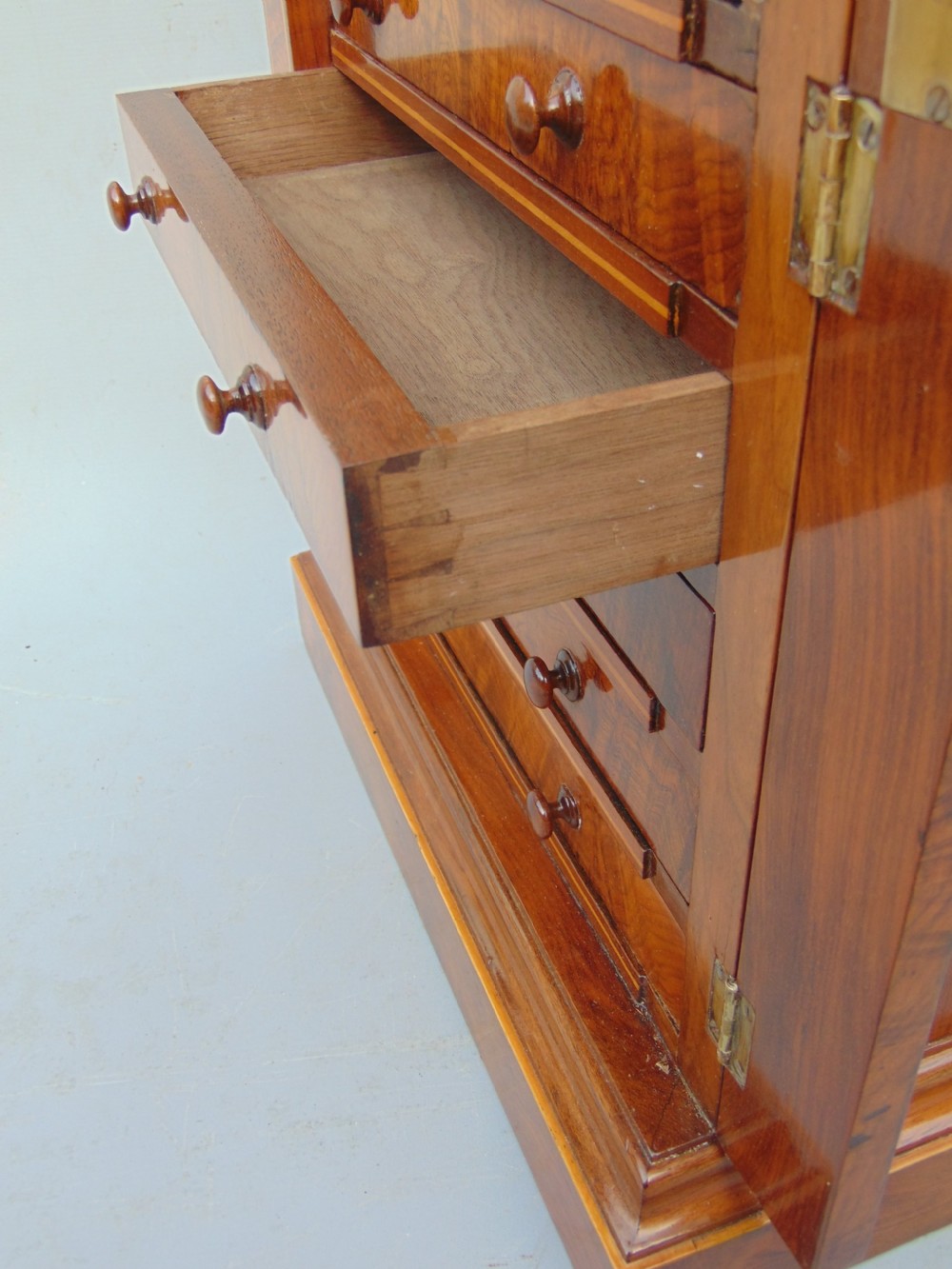 A rare miniature walnut wellington collectors chest  View V