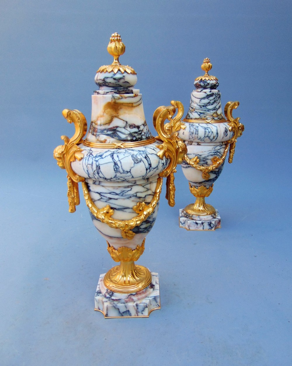 A stunning pair of marble cassolettes  View II