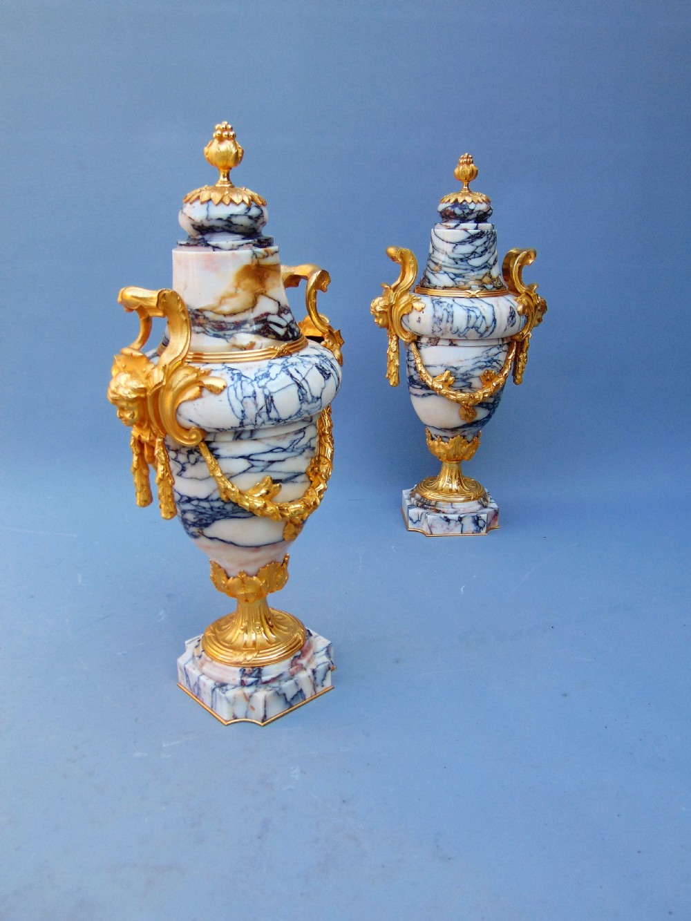 A stunning pair of marble cassolettes  View III
