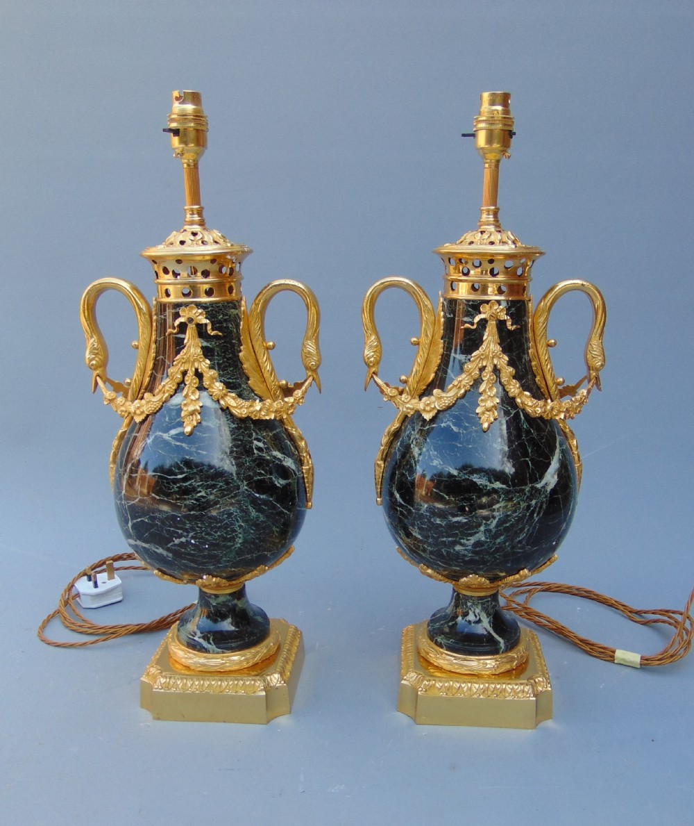 A quality Pair of Marble Table Lamps 