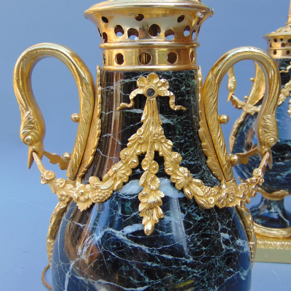A quality Pair of Marble Table Lamps  View II