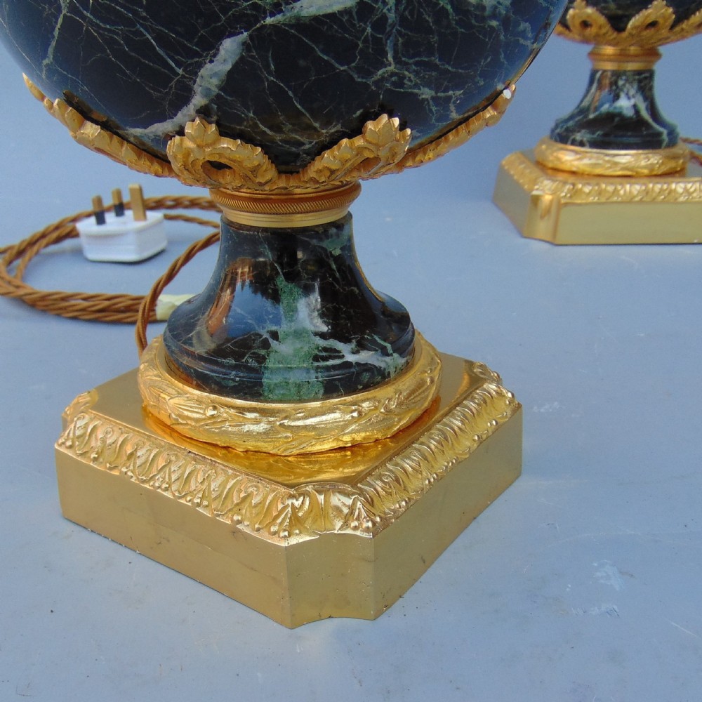 A quality Pair of Marble Table Lamps  View V