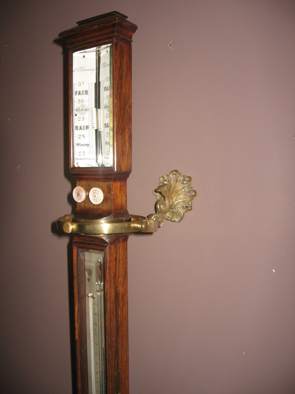 Antique rosewood marine/ships barometer with sympiesometer View IX