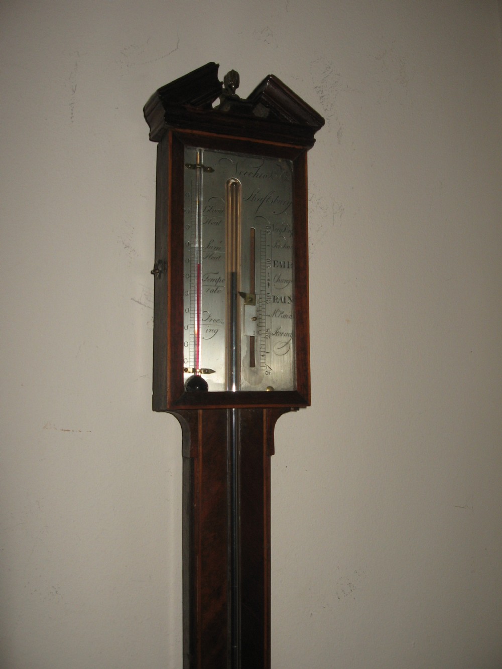 Antique mahogany stick barometer View II