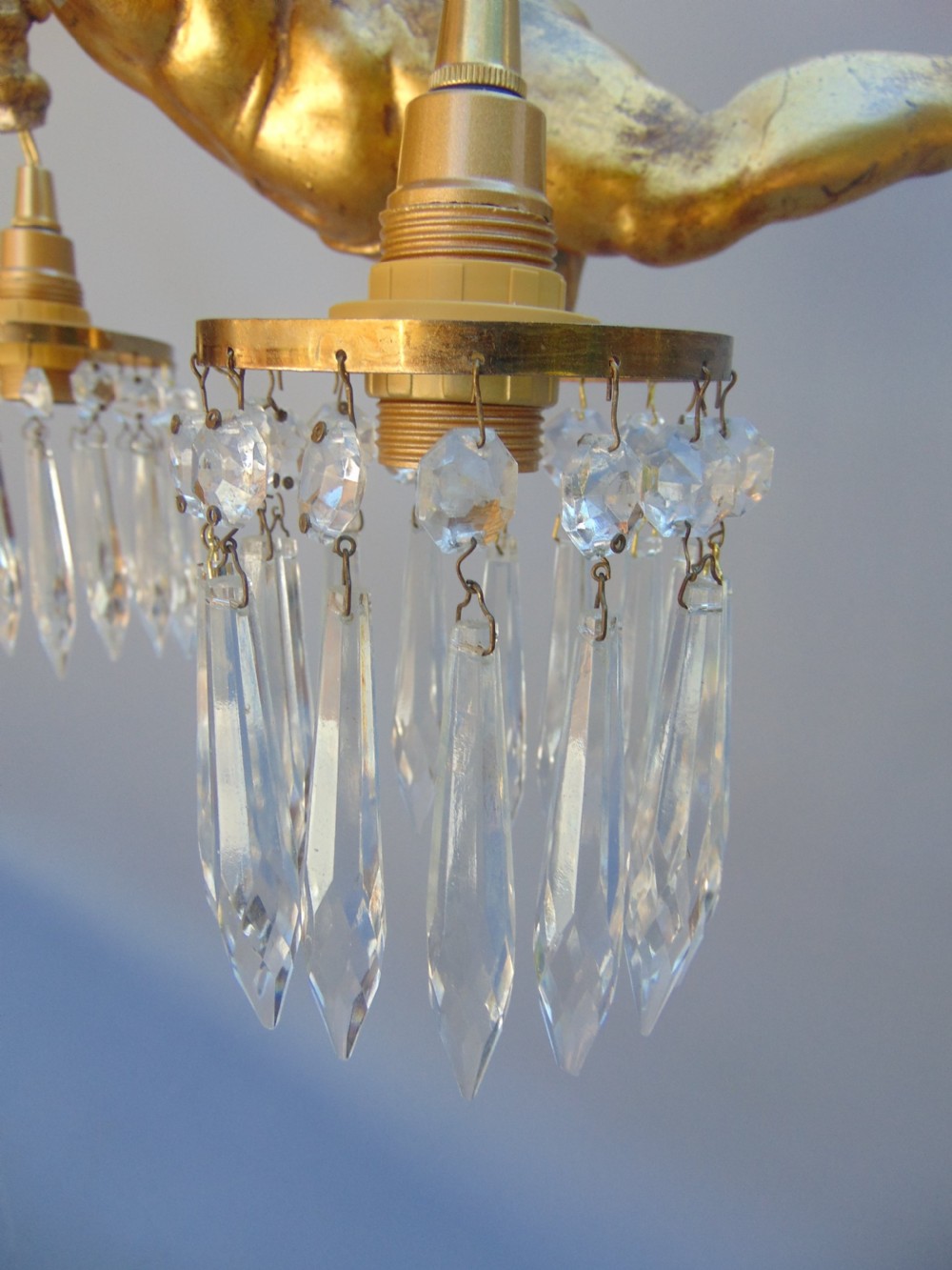 A gilded cherub ceiling light  View VI