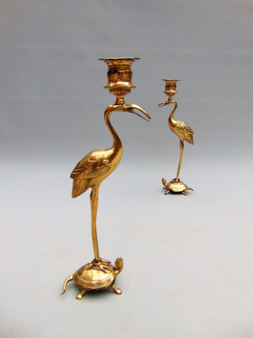 A pair of stork candlesticks  View II