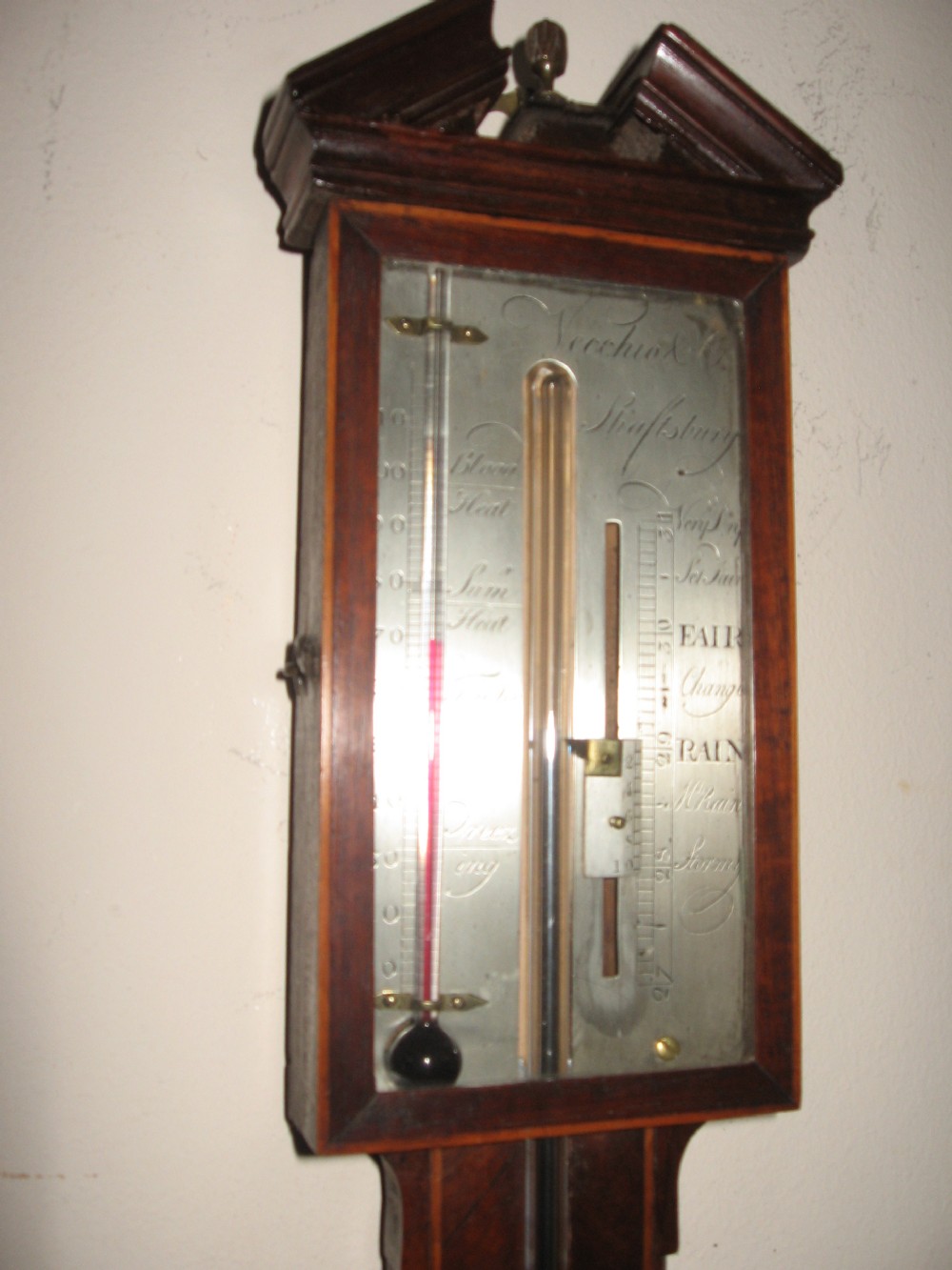 Antique mahogany stick barometer View III