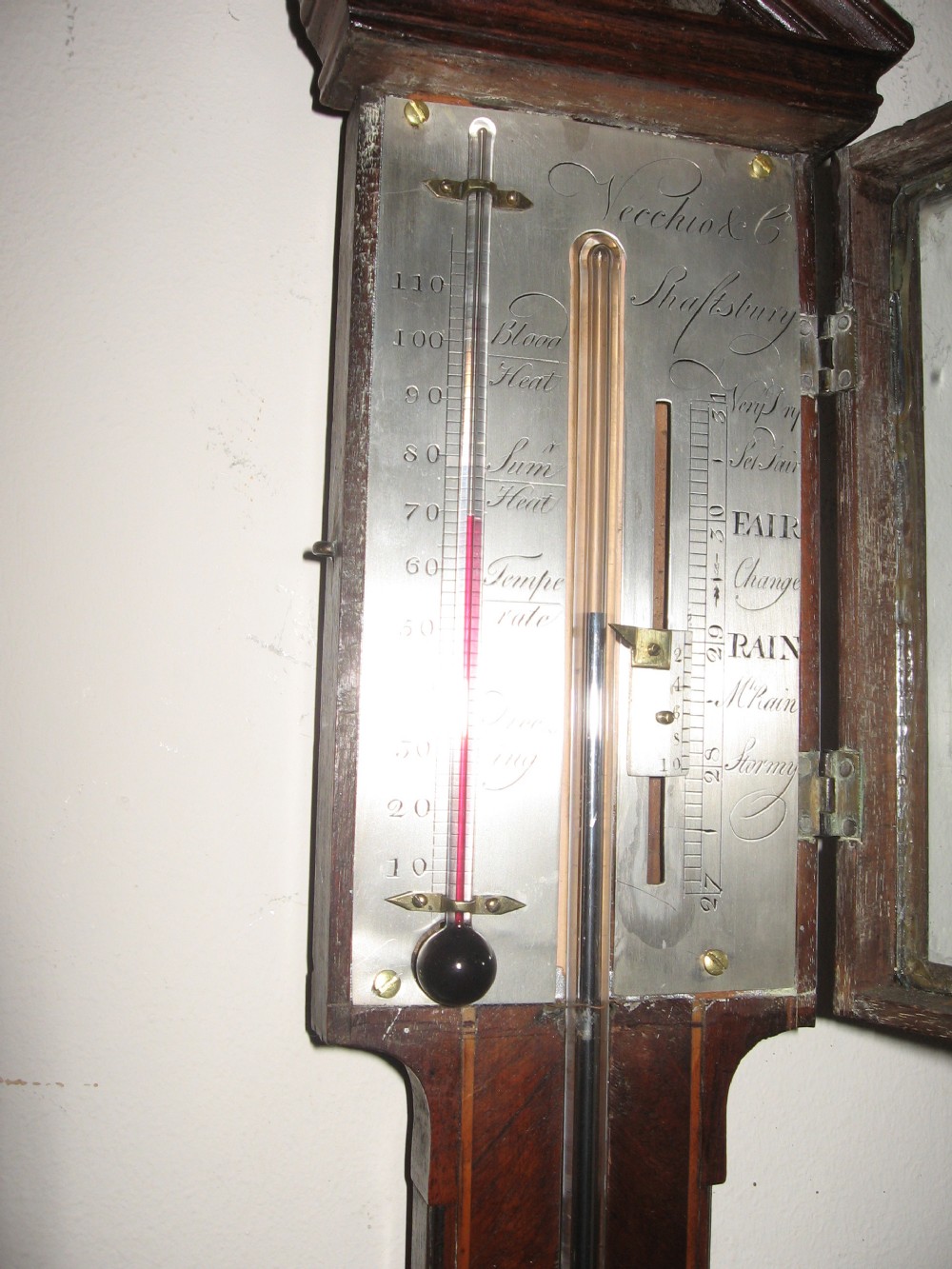 Antique mahogany stick barometer View VII