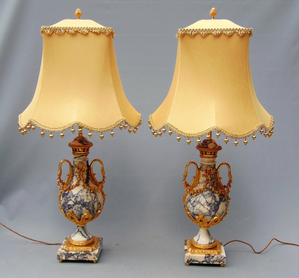A fine Pair of  Large Marble Table Lamps