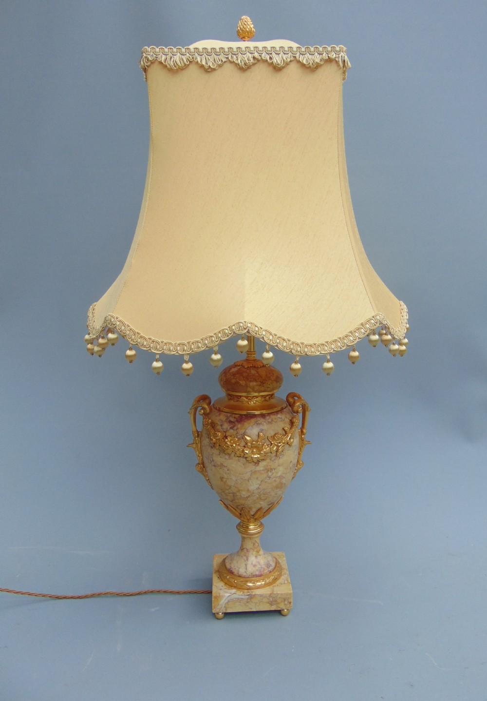 A elegant Pair of Sienna Marble Table Lamps  View II