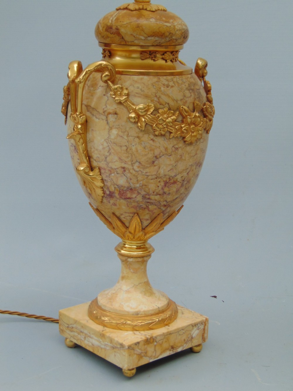 A elegant Pair of Sienna Marble Table Lamps  View V