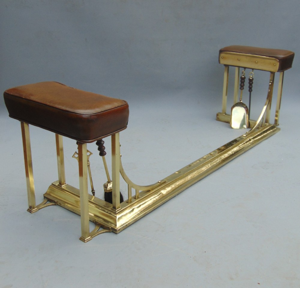 Antique brass club fender  View II