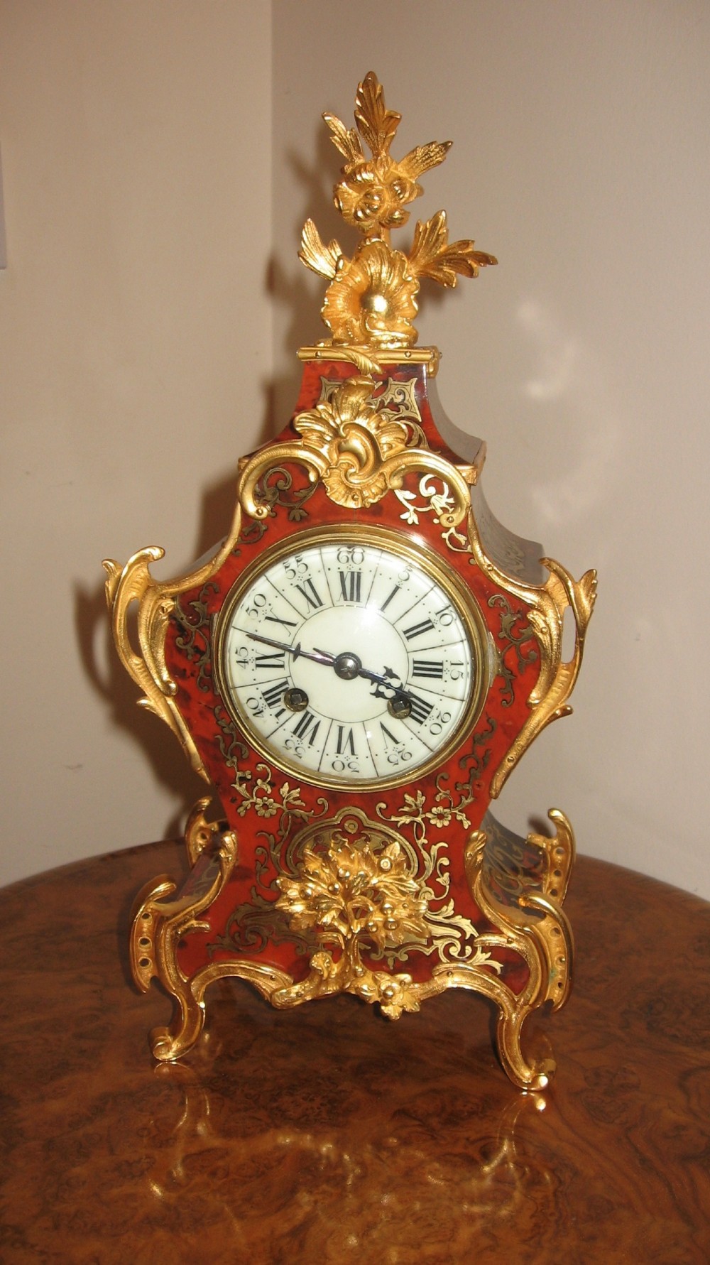 Antique Red Boulle Mantle Clock