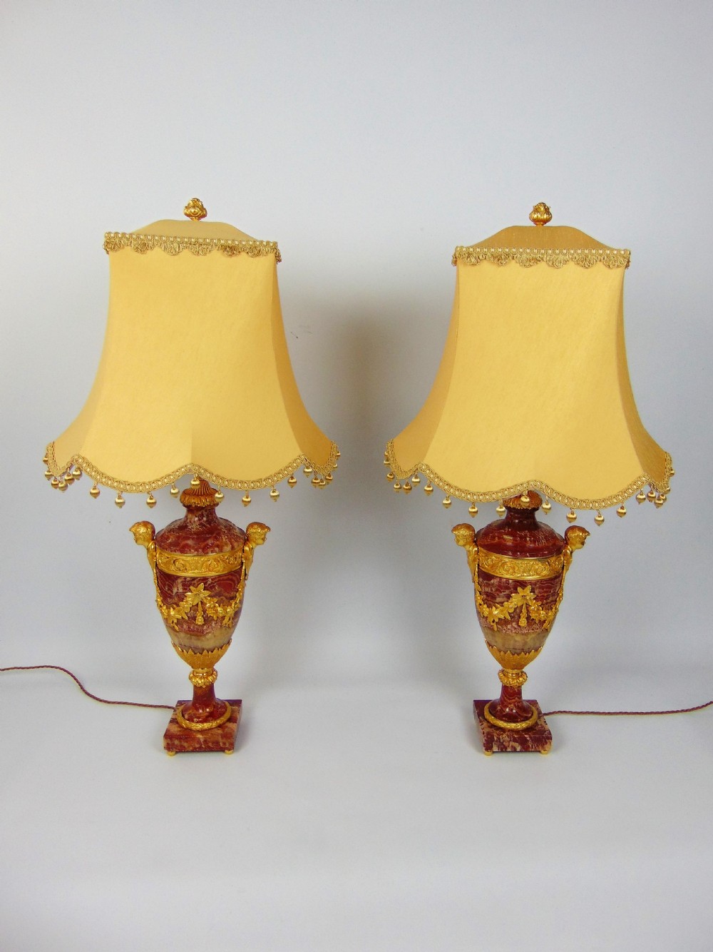 A superb Pair of marble lamps 