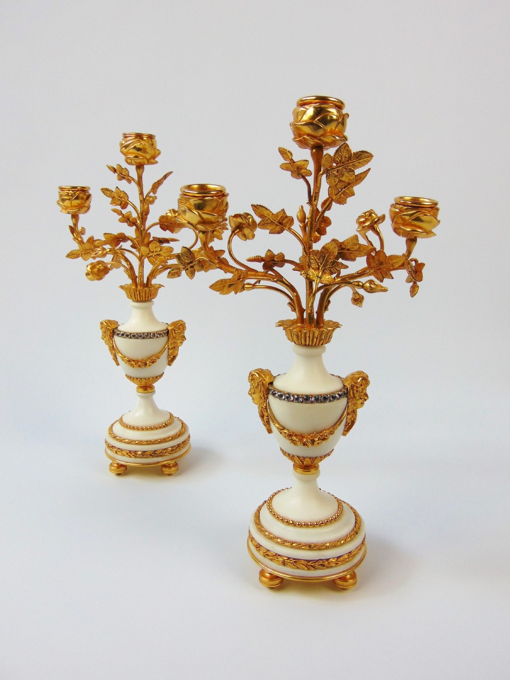 A fine pair of alabastar candlesticks View III