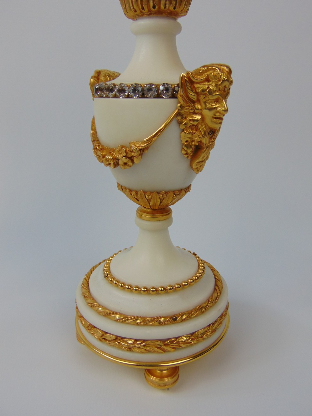 A fine pair of alabastar candlesticks View V