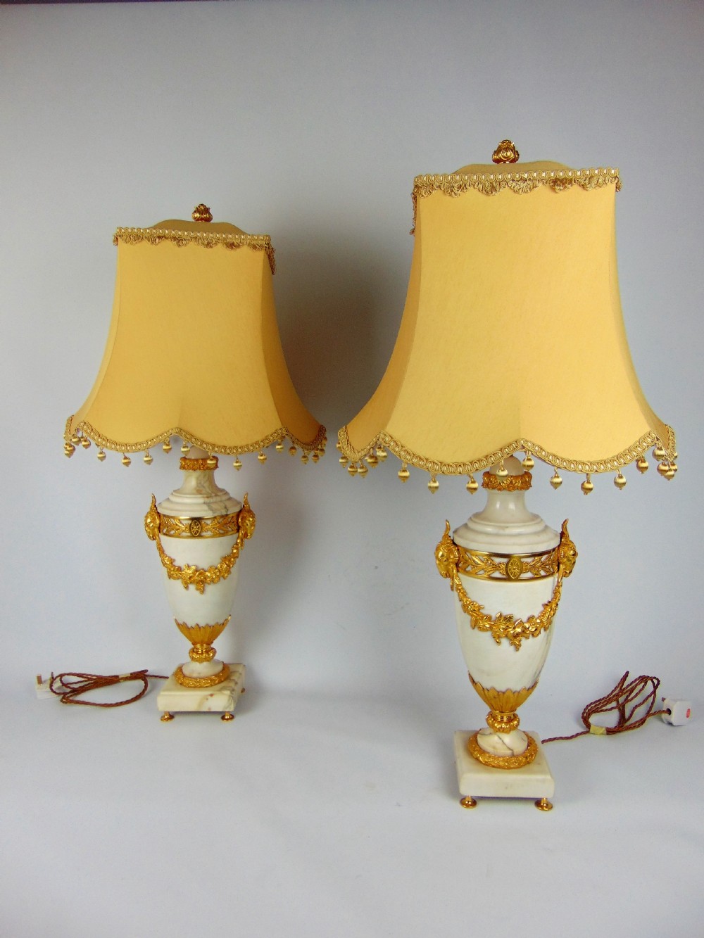 A large pair of white marble lamps  View V