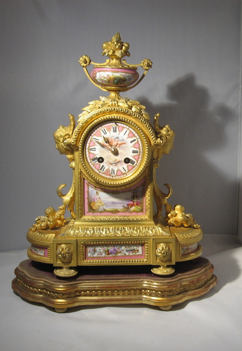 Antique French Ormolu and porcelain mantle clock