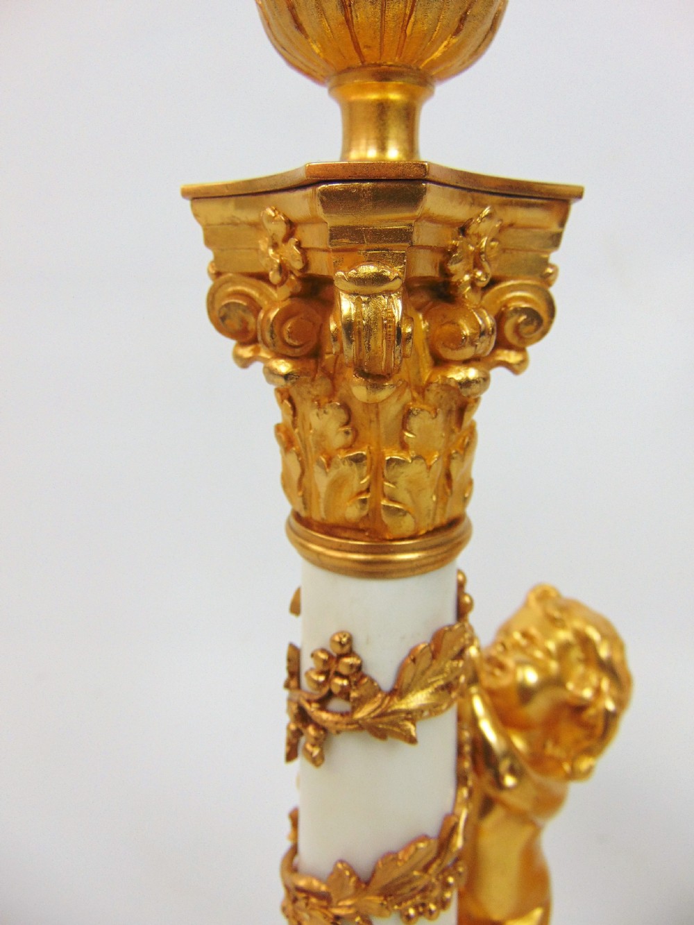 A superb pair of Marble and Ormolu Candlesticks  View IV